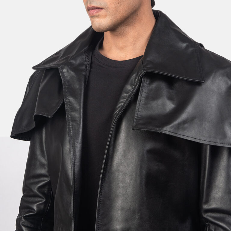 Mens Classic Black Leather Duster89-5-1557133224230